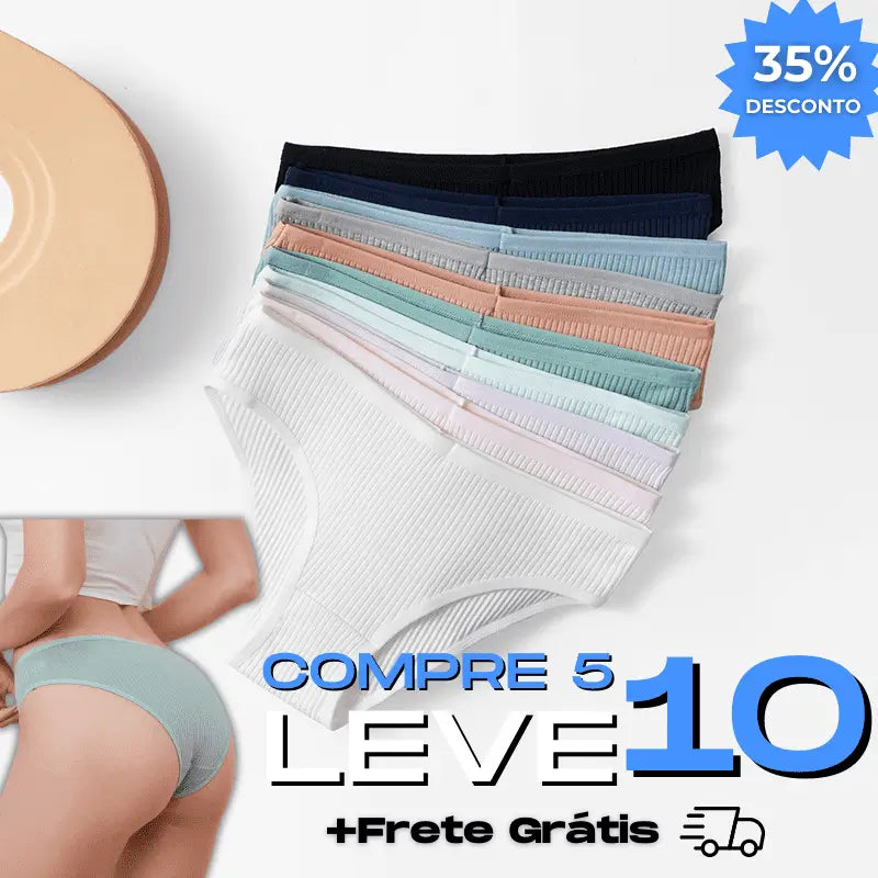 Kit Calcinhas Confort™ - Calcinhas em Algodão [COMPRE 5 & LEVE 10]